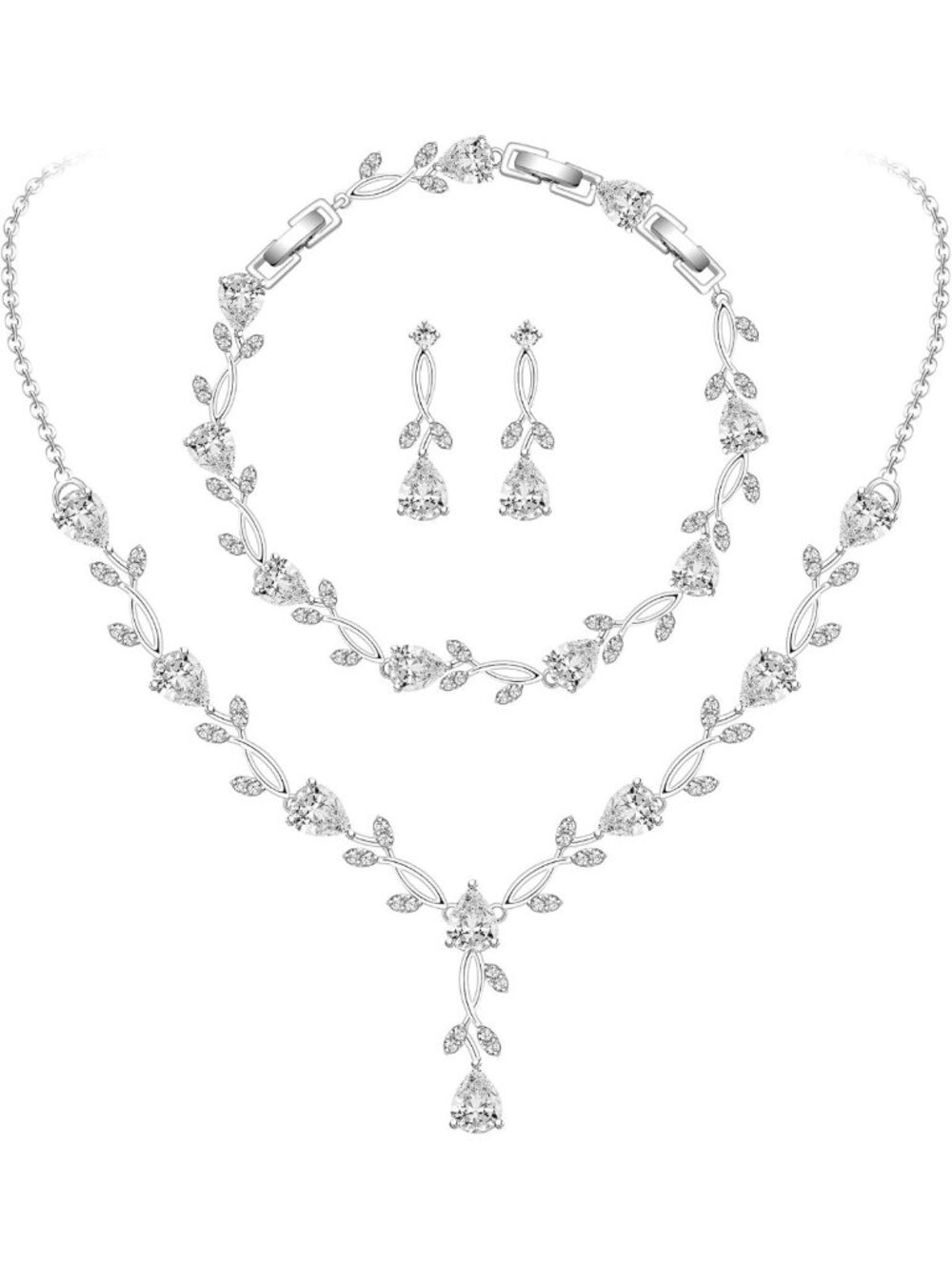 Elegant Wedding Jewelry Set for Bride & Bridesmaids - Cubic Zirconia Necklace